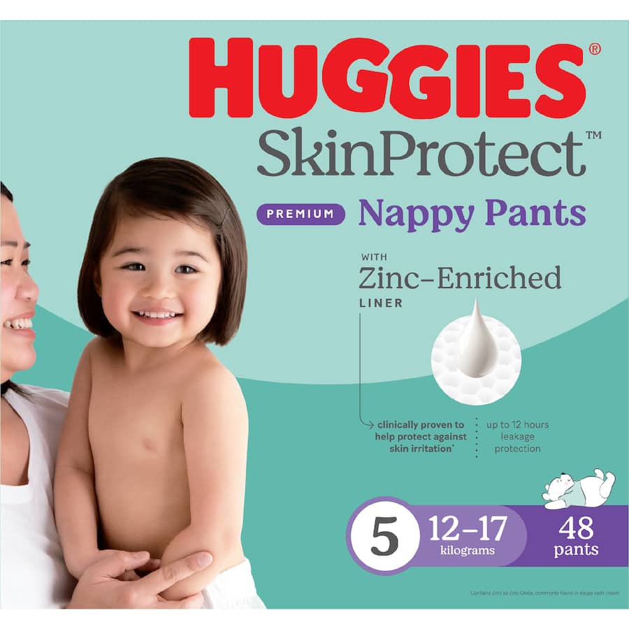 Huggies Skin Protect Nappy Pants Walker Boy & Girls 12-17kg Size 5 48pack