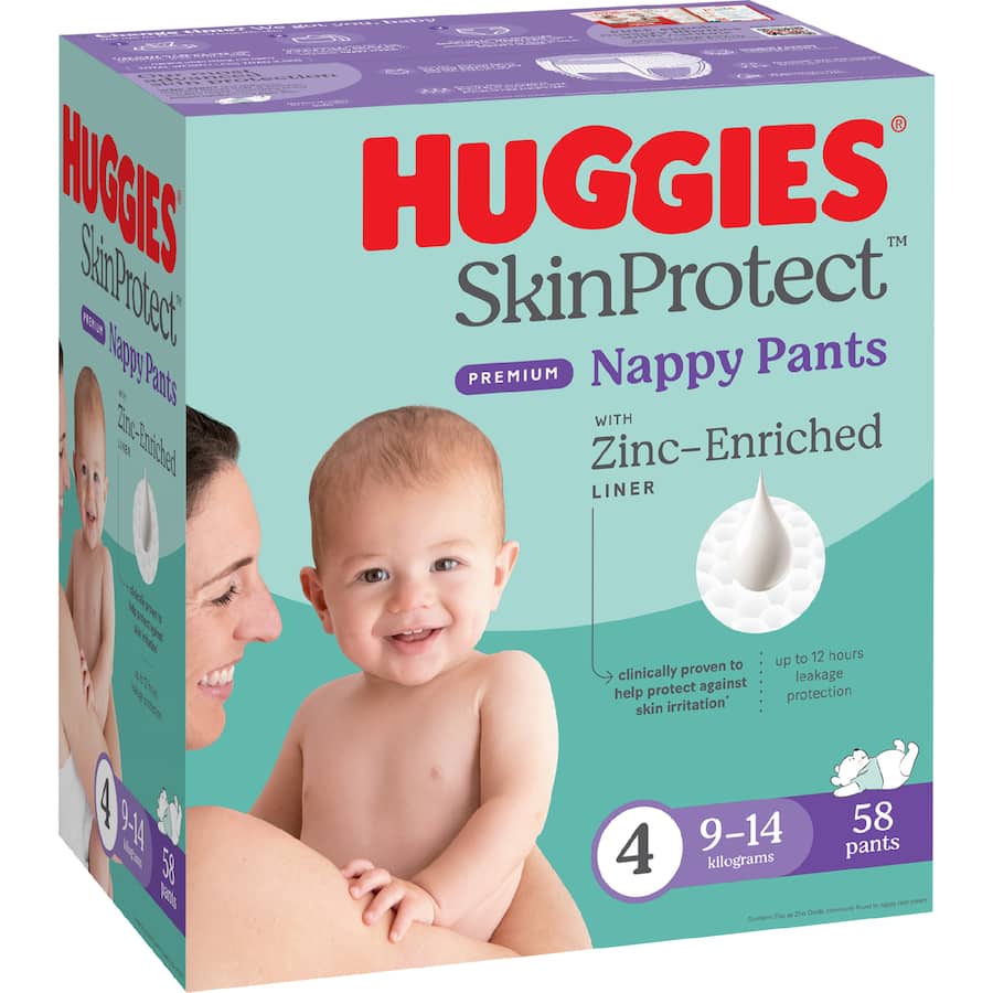 Huggies Skin Protect Nappy Pants Toddler Boys & Girls 9-14kg Size 4 58pack