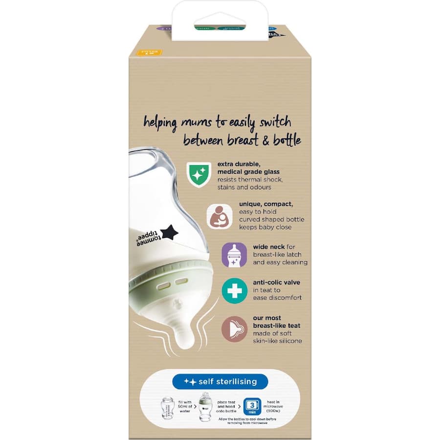 Tommee Tippee Baby Bottle Natural Start Glass