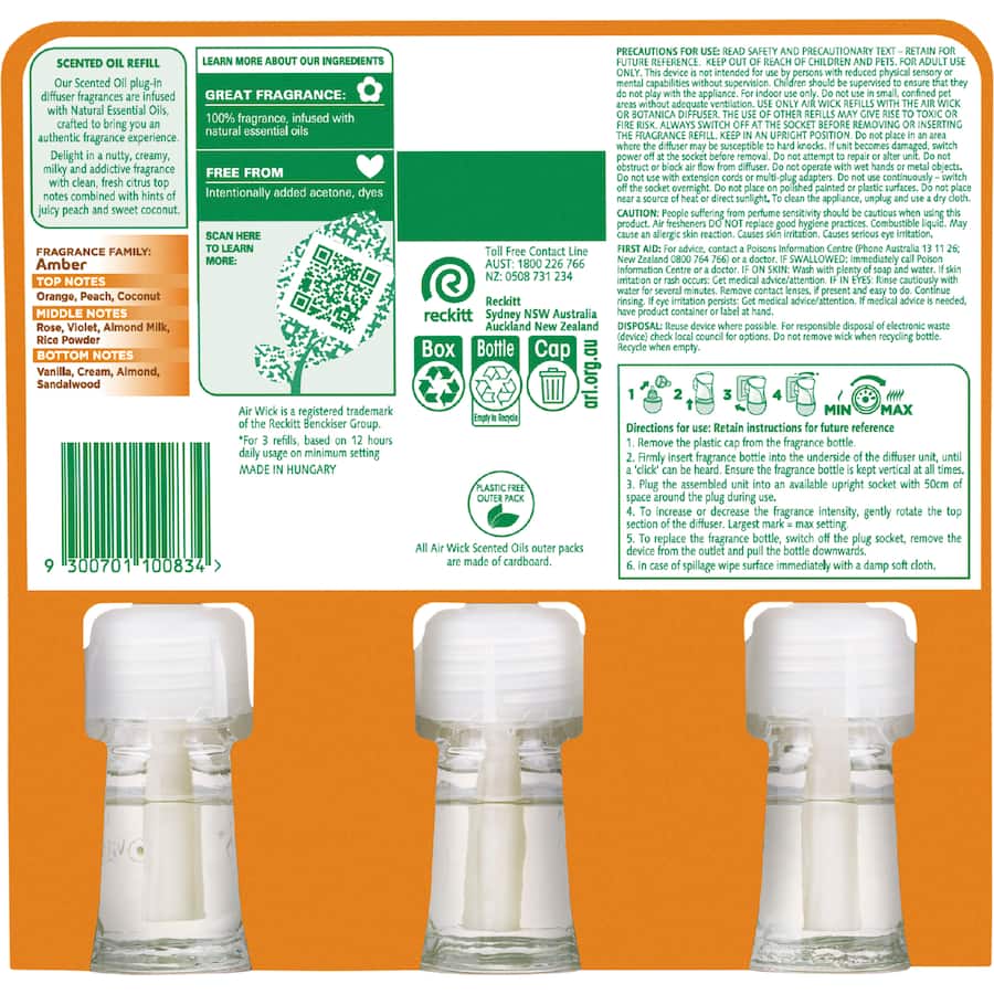 Air Wick Essential Oils Air Freshener Refill Sweet Vanilla & Shea Butter 57mL