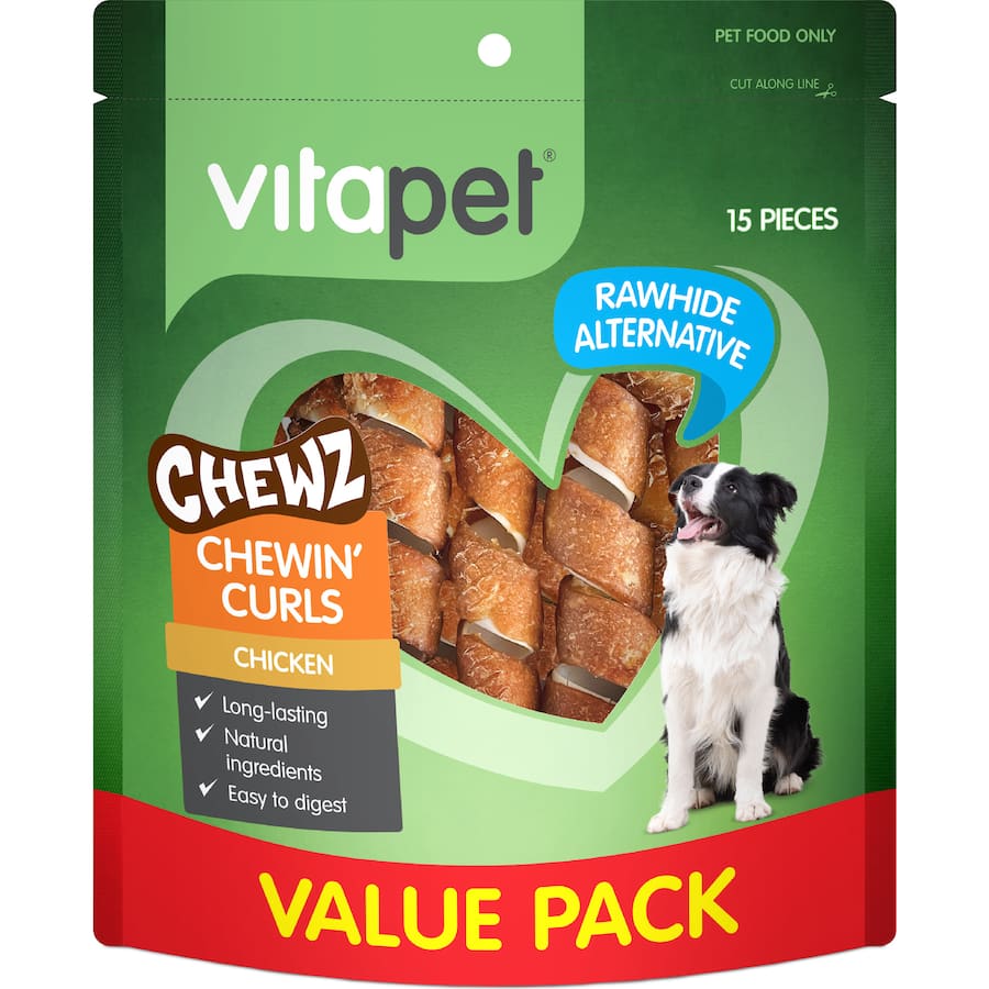 Vitapet Chewz Dog Treats Chewin Curls Chicken 15pack