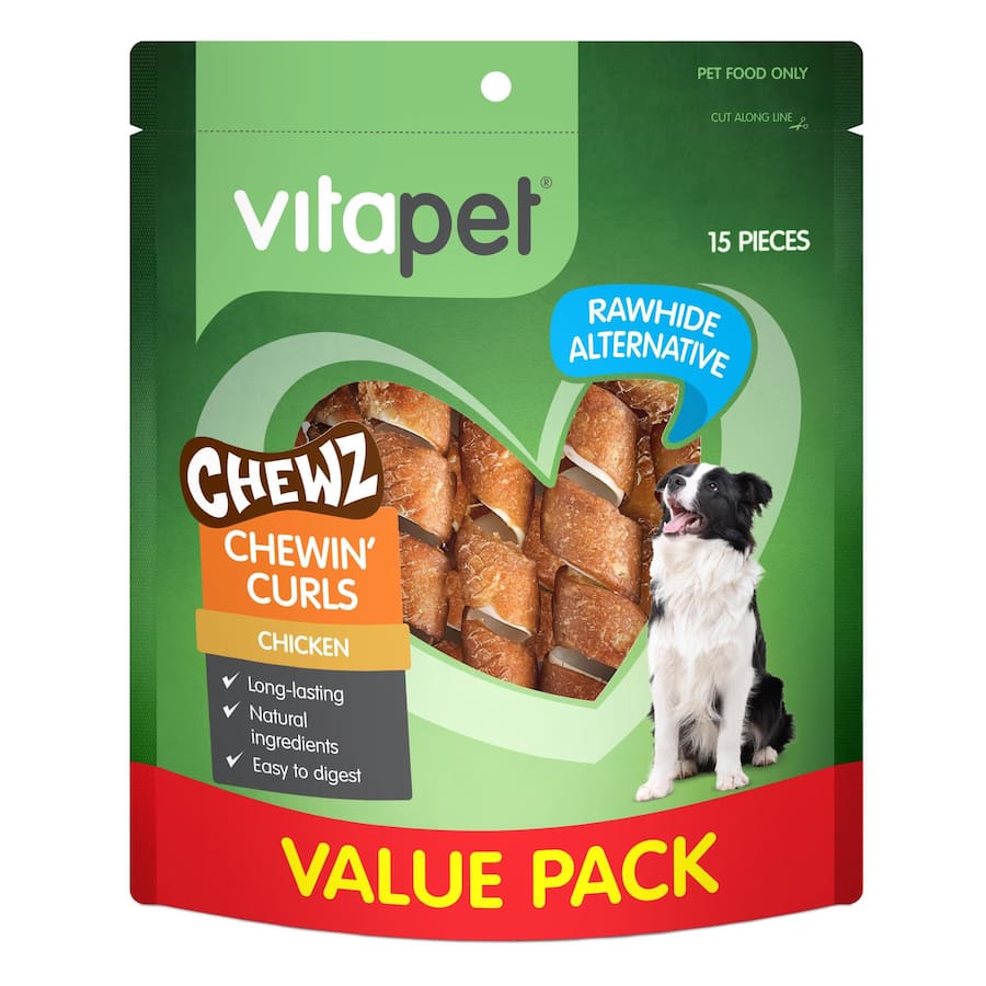 Vitapet Chewz Dog Treats Chewin Curls Chicken 15pack