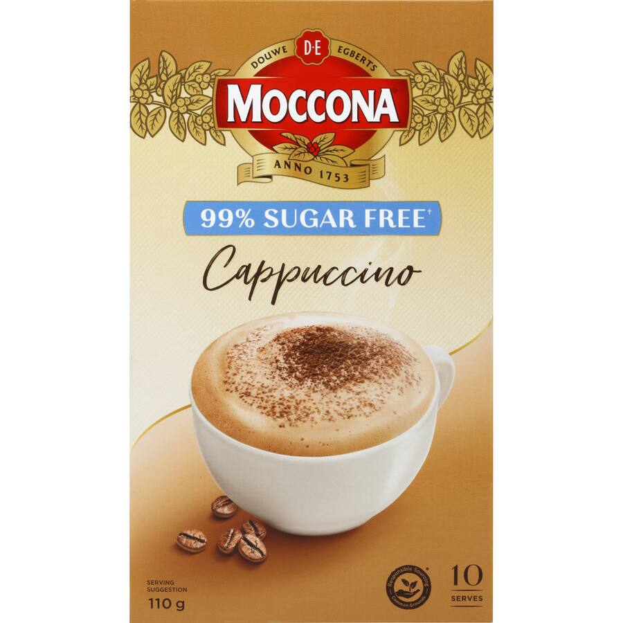Moccona Coffee Sachets Sugar Free Cappuccino - 10 pack