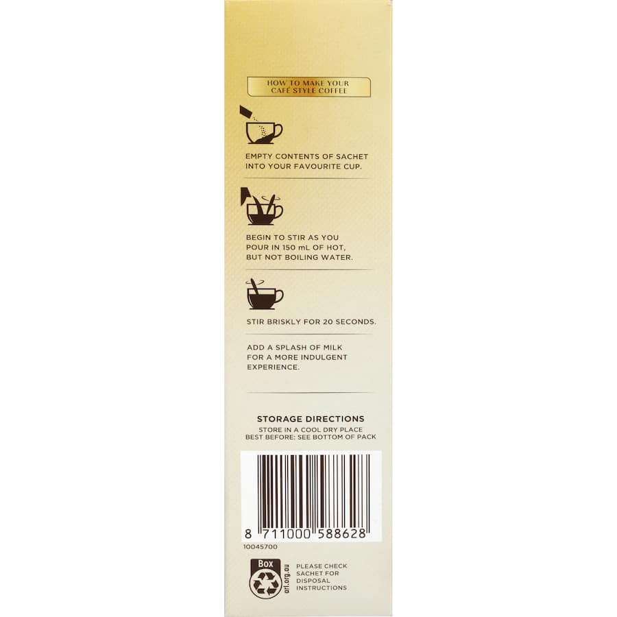 Moccona Coffee Sachets Sugar Free Cappuccino - 10 pack