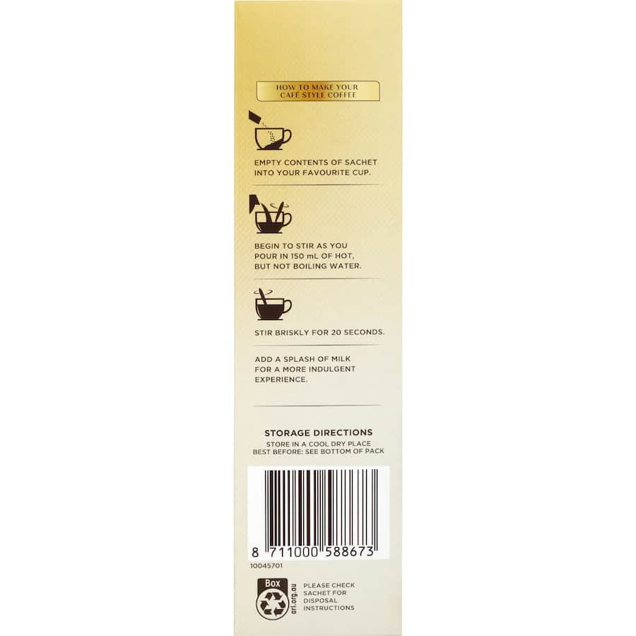 Moccona Coffee Sachets Suger Free Caramel Latte - 10 pack