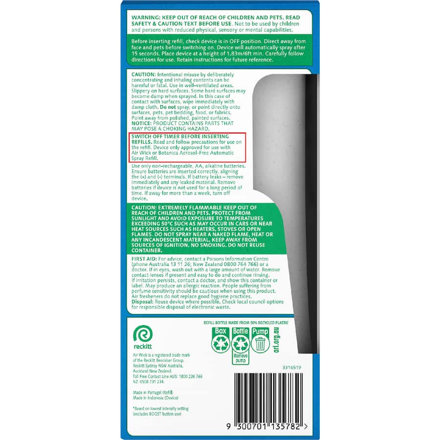 Air Wick 2x Essential Oil Air Freshener Linen &White Orchid Auto Spray - 228mL