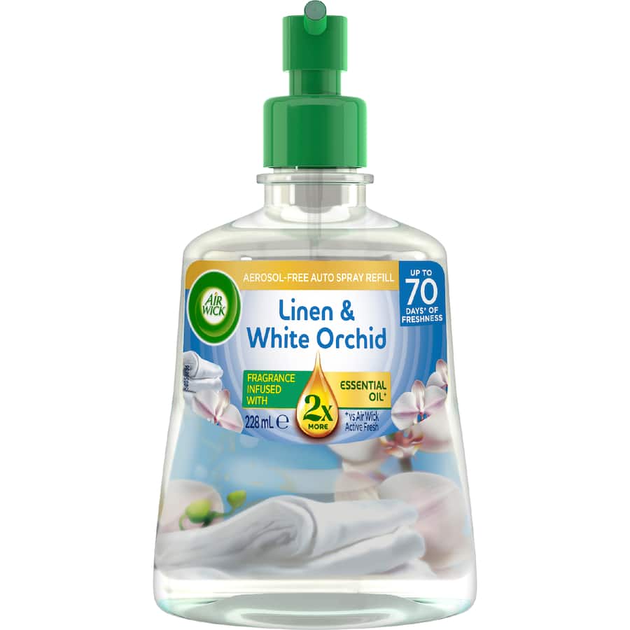 Air Wick Essential Oils Air Freshener Refill Linen&white Orchid Auto Spray 228mL