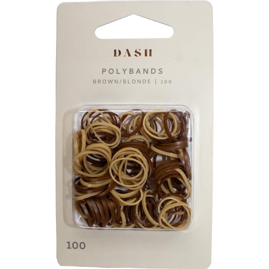 Dash Hair Ties Polybands Brown/blonde 100 pack