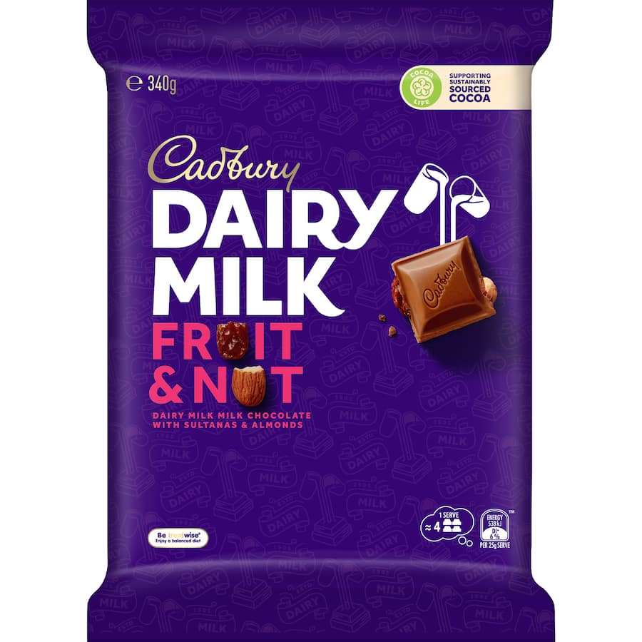 Cadbury Chocolate Dairy Milk Fruit & Nut 340g