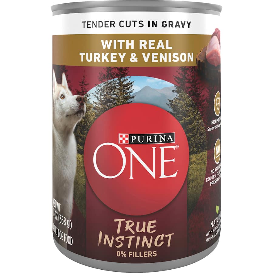 Purina One True Instinct Wet Dog Food Turkey & Venison Can 368g
