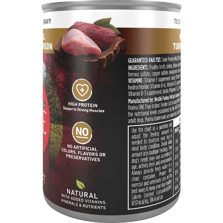 Purina One True Instinct Wet Dog Food Turkey & Venison Can 368g