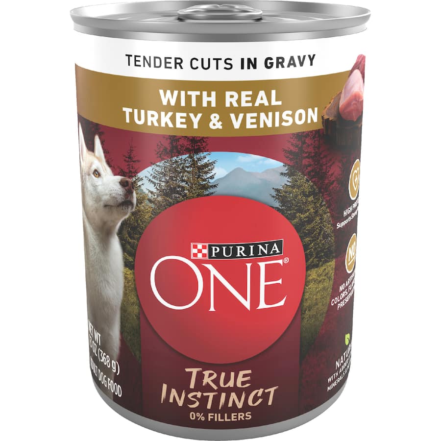 Purina One True Instinct Wet Dog Food Turkey & Venison Can 368g