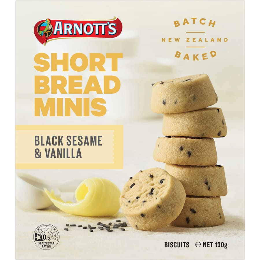 Arnott's Minis Shortbread Black Sesame & Vanilla 130g