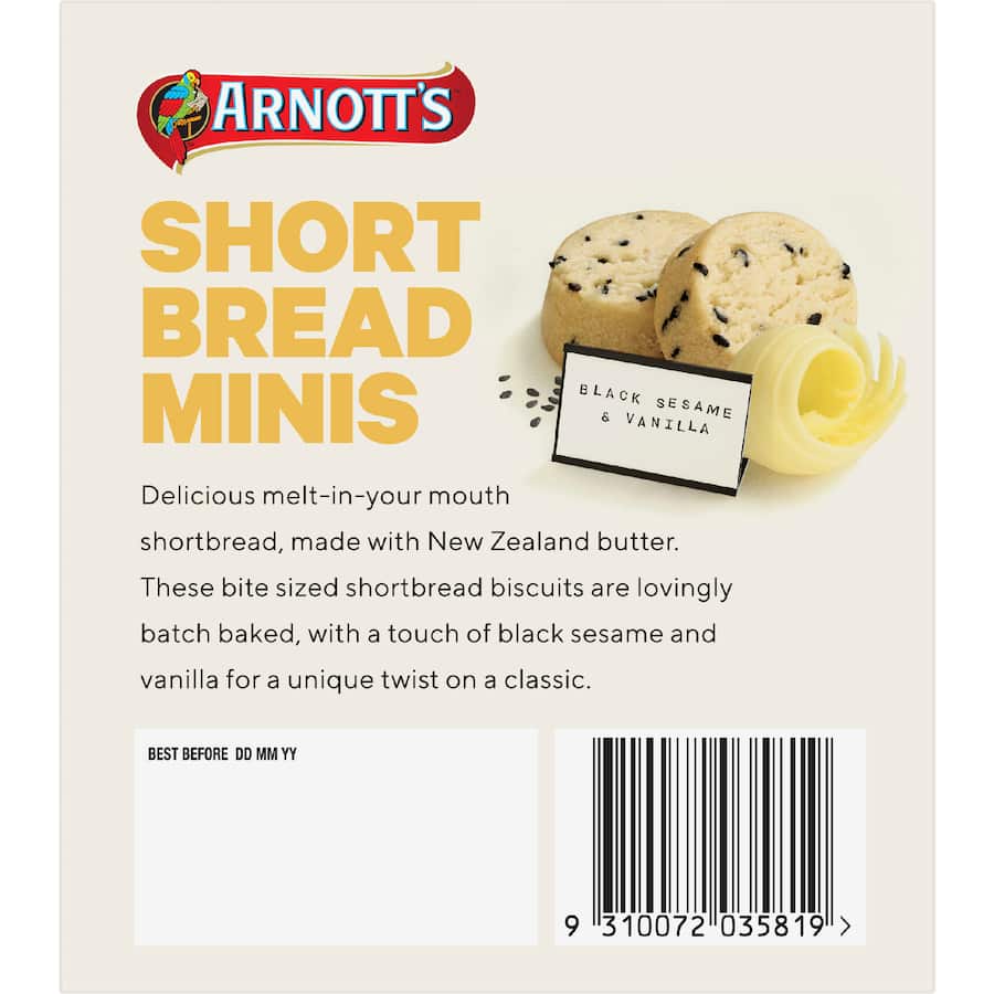 Arnott's Minis Shortbread Black Sesame & Vanilla 130g