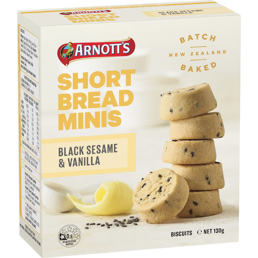 Arnott's Minis Shortbread Black Sesame & Vanilla 130g