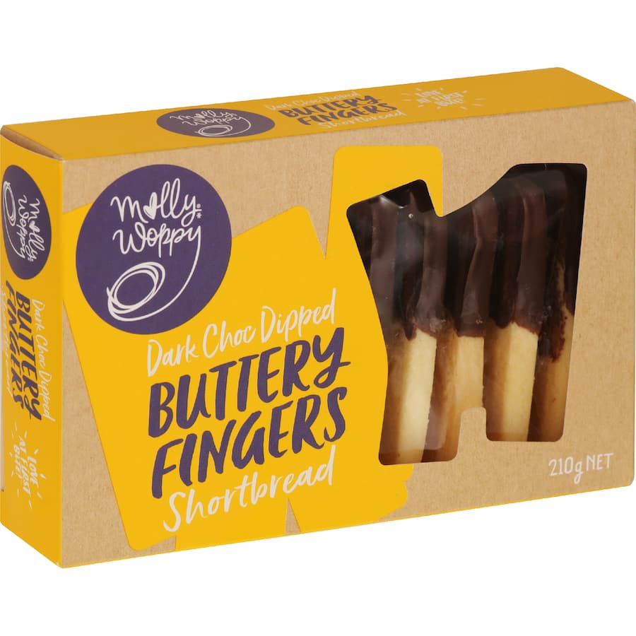 Molly Woppy Shortbread Dark Choc Buttery Fingers 210g