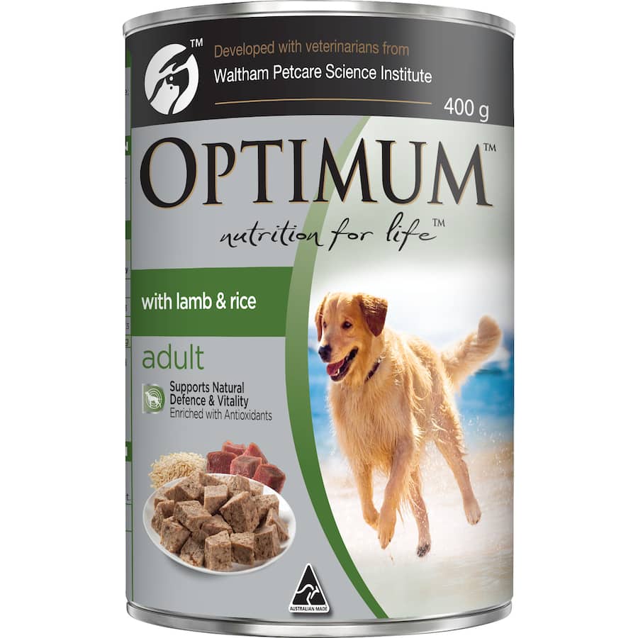 Optimum Wet Dog Food With Lamb & Rice Can 400g