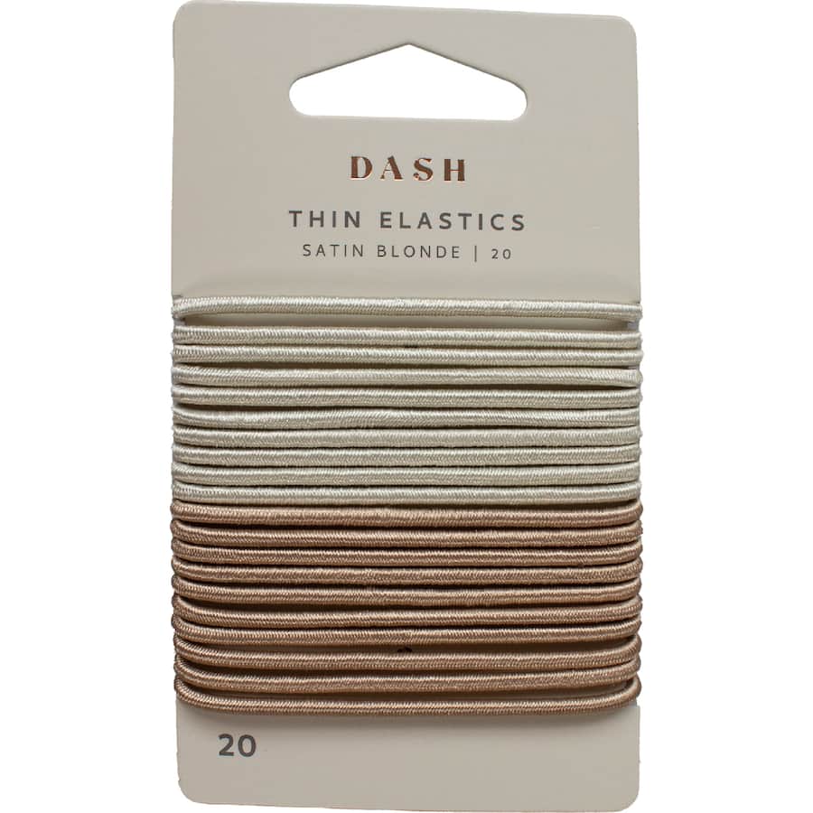 Dash Hair Ties Elastics Thin Satin Blonde 20 pack