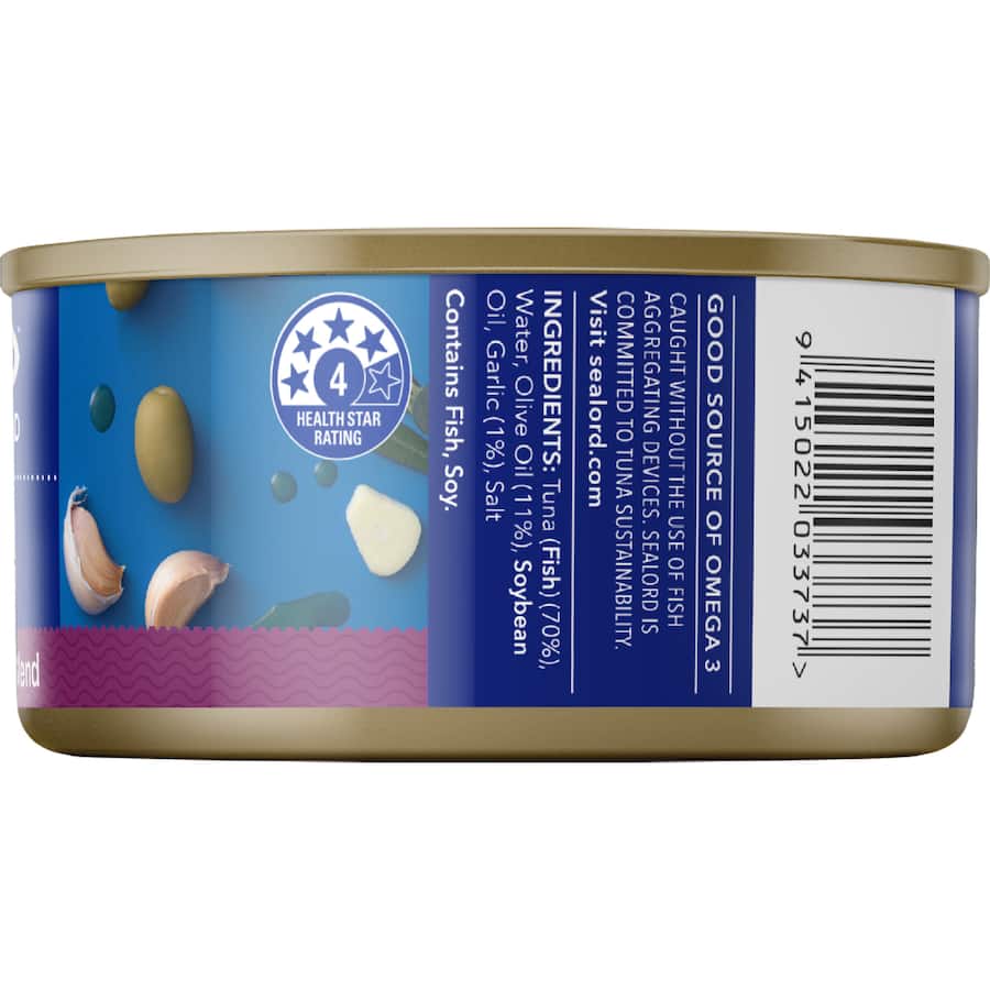 Sealord Tuna Olive Oil & Garlic Blend Tear tab can 185g