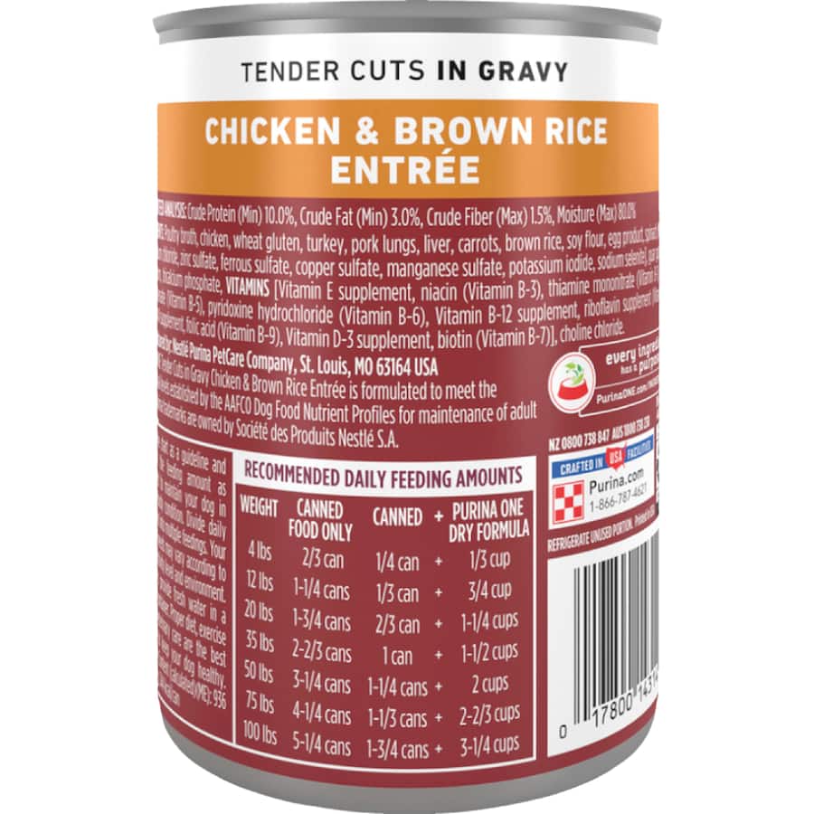 Purina One Wet Dog Food Tender Cuts Chicken In Gravy Can 368g