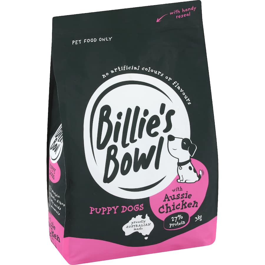 Billie's Bowl Puppy Dry Dog Food Aussie Chicken Bag 3kg