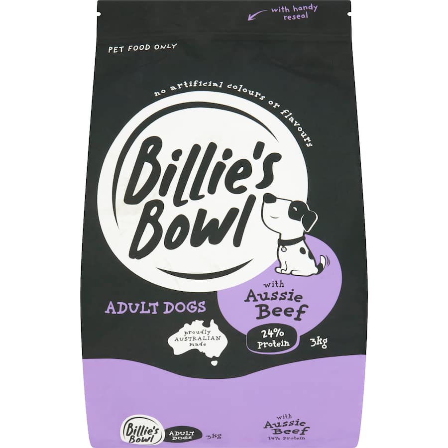 Billie's Bowl Adult Dry Dog Food Aussie Beef Bag 3kg