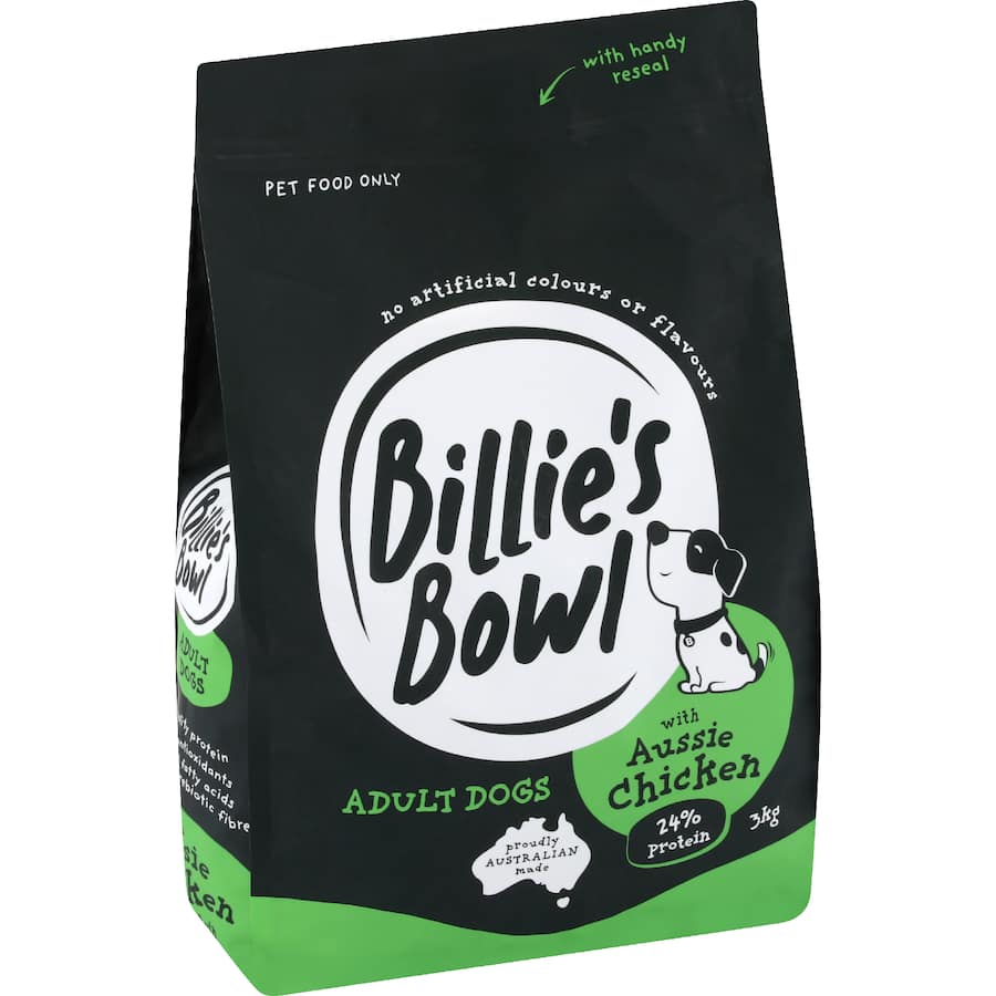Billie's Bowl Adult Dry Dog Food Aussie Chicken Bag 3kg