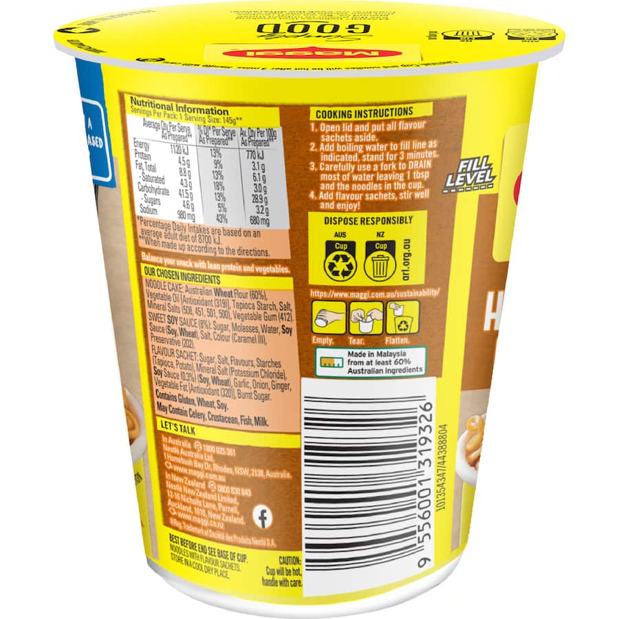 Maggi 2-minute Instant Noodles Honey Soy Chicken Cup 61g