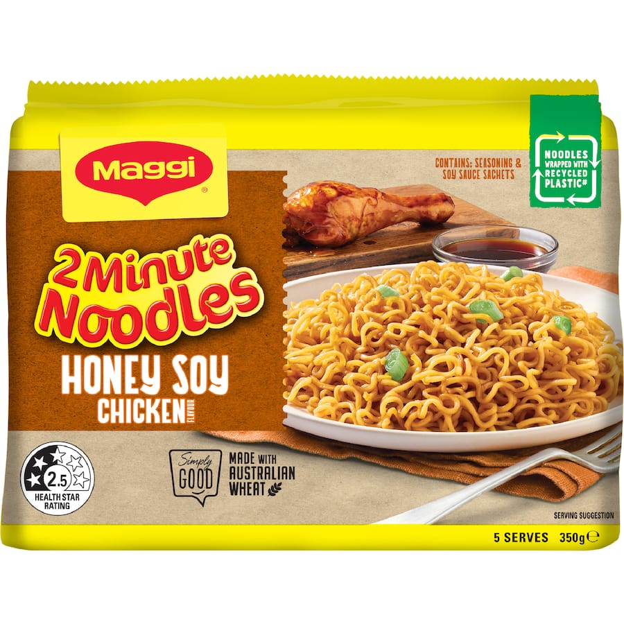 Maggi 2-minute Instant Noodles Honey Soy Chicken 5 pack 350g