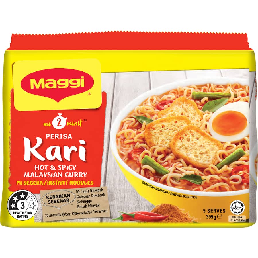 Maggi 2-minute Instant Noodles Kari Malaysian Curry 5 pack 395g