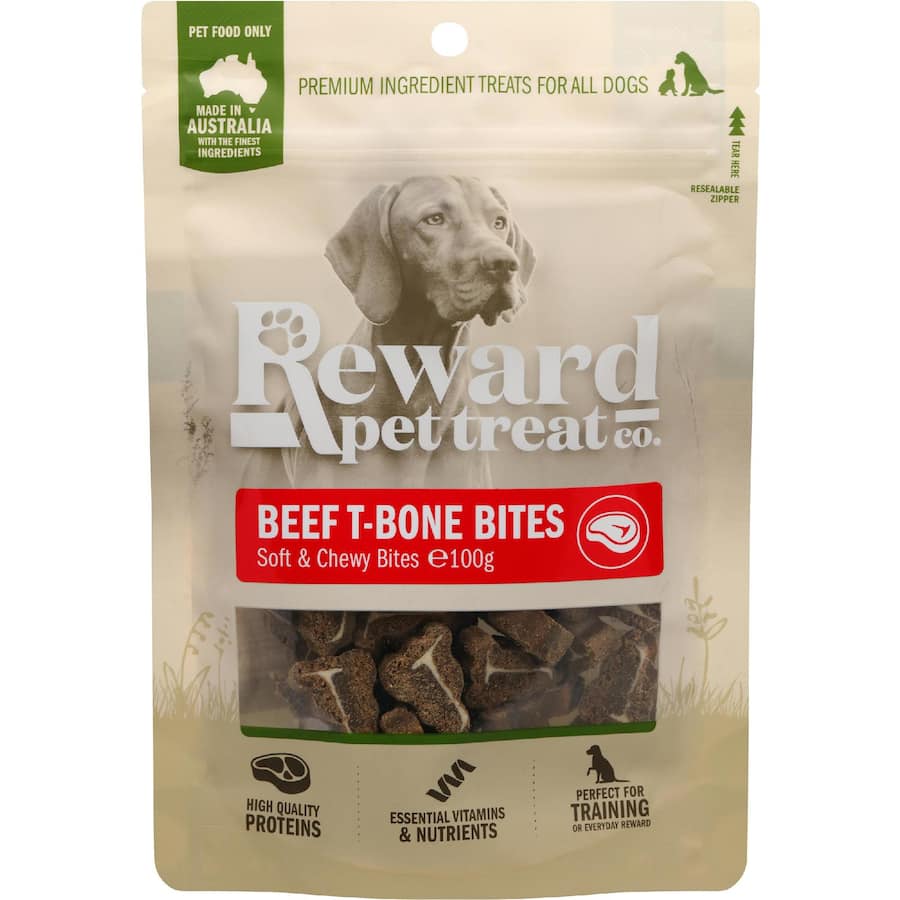 Reward Pet Dog Treats Beef T-bone Bites 1ea