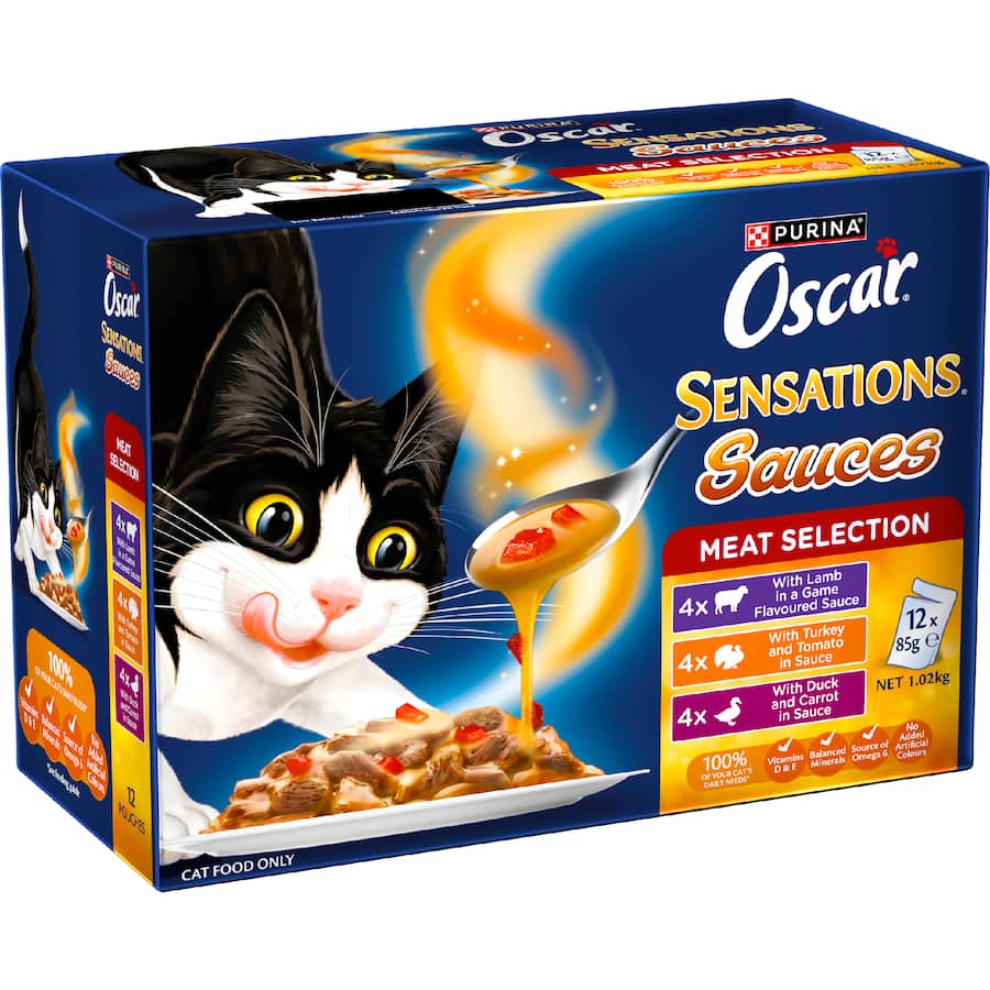 Oscar Sensations Sauces Wet Cat Food Meat Selection Pouches 12x85g