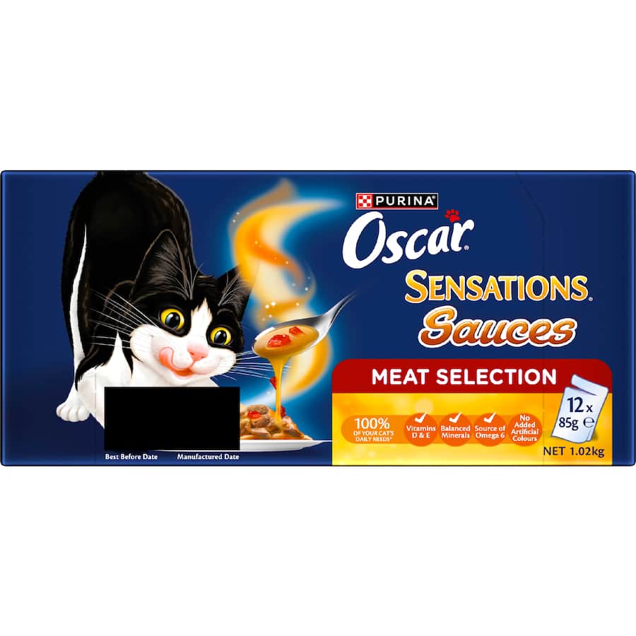 Oscar Sensations Sauces Wet Cat Food Meat Selection Pouches 12x85g