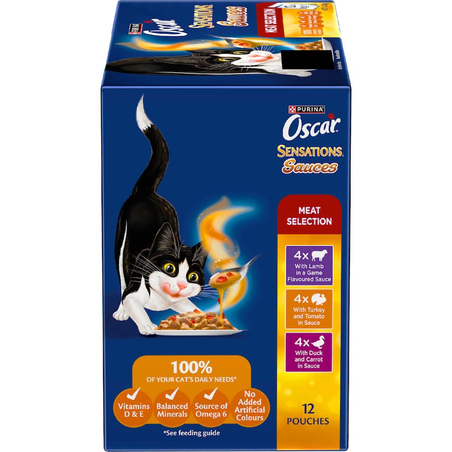 Oscar Sensations Sauces Wet Cat Food Meat Selection Pouches 12x85g
