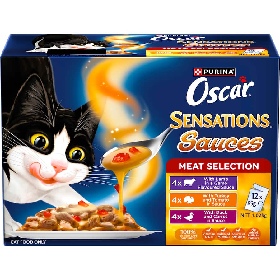 Oscar Sensations Sauces Wet Cat Food Meat Selection Pouches 12x85g