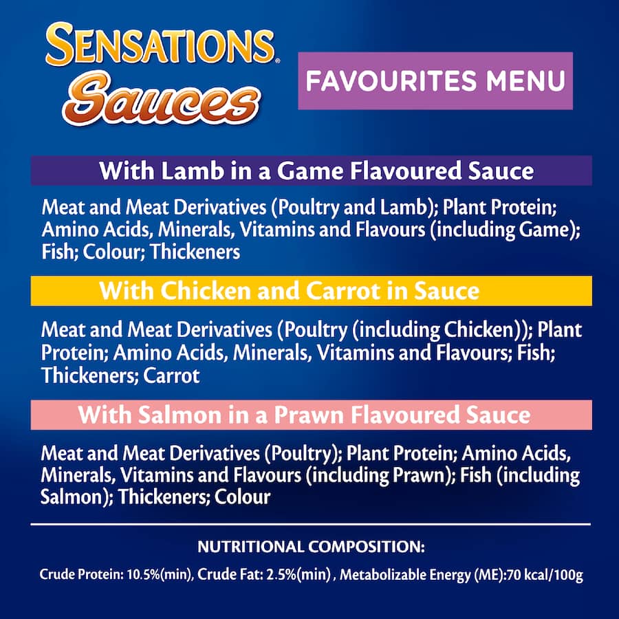 Oscar Sensations Sauces Wet Cat Food Favourites Menu Pouches 12x85g