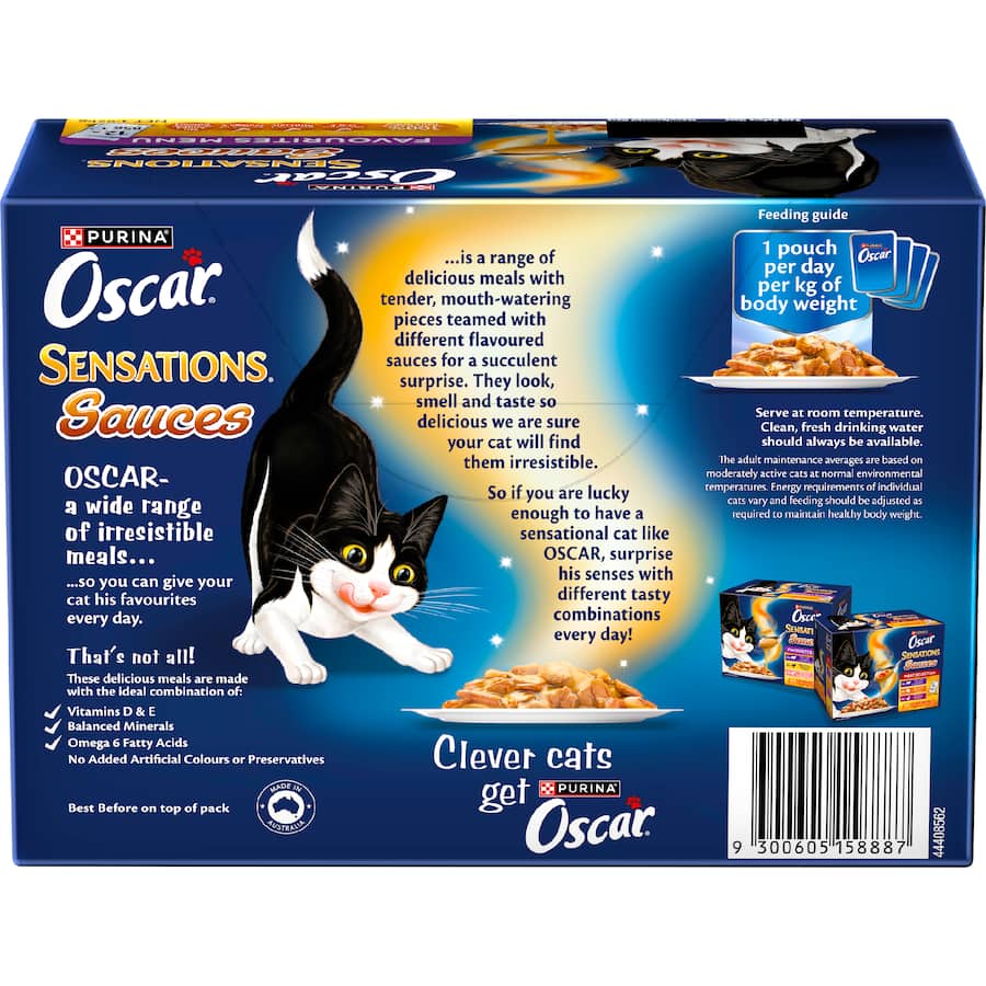 Oscar Sensations Sauces Wet Cat Food Favourites Menu Pouches 12x85g