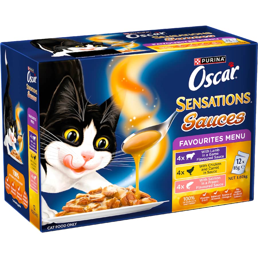 Oscar Sensations Sauces Wet Cat Food Favourites Menu Pouches 12x85g