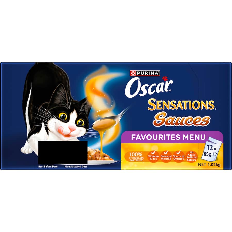 Oscar Sensations Sauces Wet Cat Food Favourites Menu Pouches 12x85g