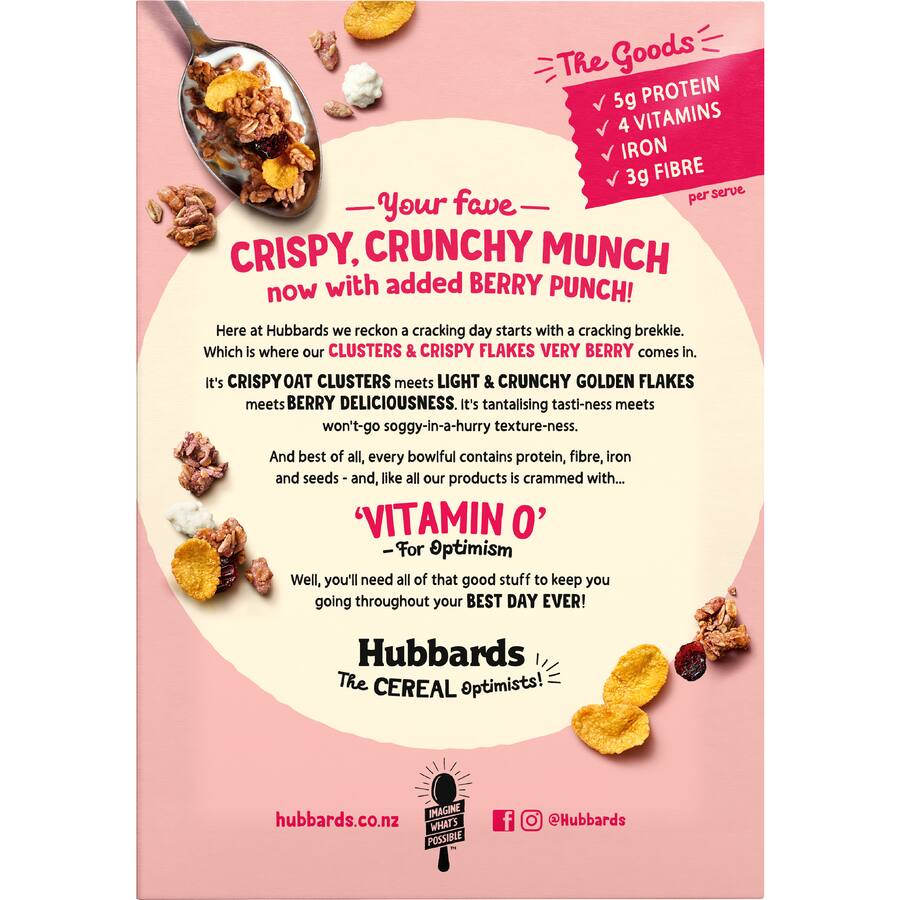 Hubbards Granola Clusters Crispy Flakes Berry - 475g