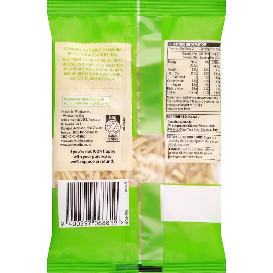 Macro Almond Roasted Slivers - 70g