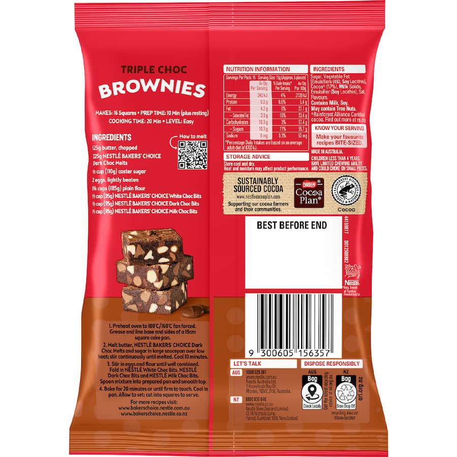 Nestle Bakers Choice Dark Chocolate Melts 225g