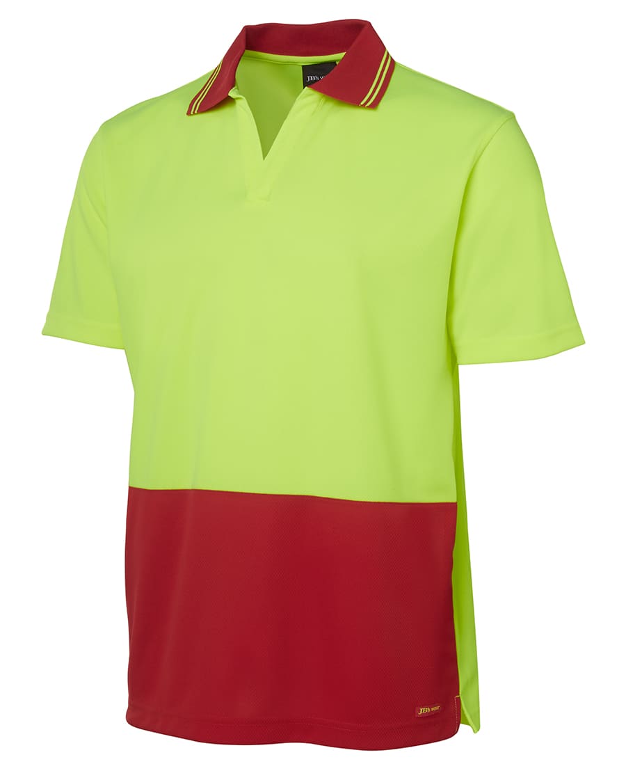 JB's Wear, Hi Vis Non Button Polo, 6HNB - Lime/Navy - 2XL