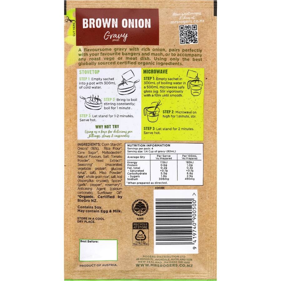Mrs Rogers Gravy Organic Gravy Brown Onion - 33g