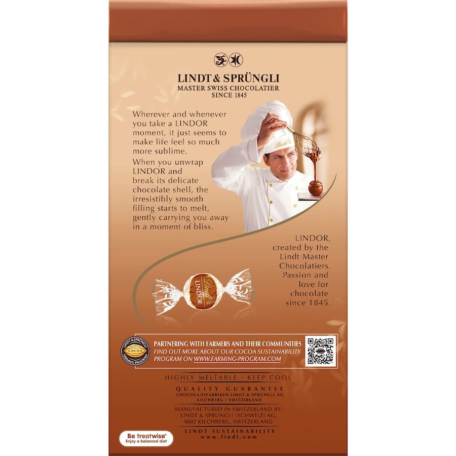 Lindt Lindor Chocolate Sharepack Tiramisu Pouch - 123g