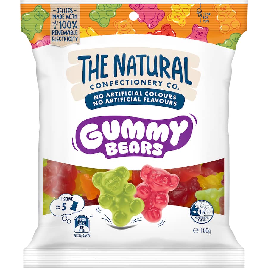 The Natural Confectionery Co Lollies Gummy Bears 180g