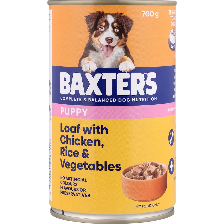 Baxter's Wet Dog Food Puppy Chicken Loaf, Rice & Veg Tin 700g