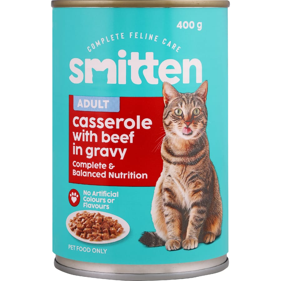Smitten Wet Cat Food Casserole Beef In Gravy 400g