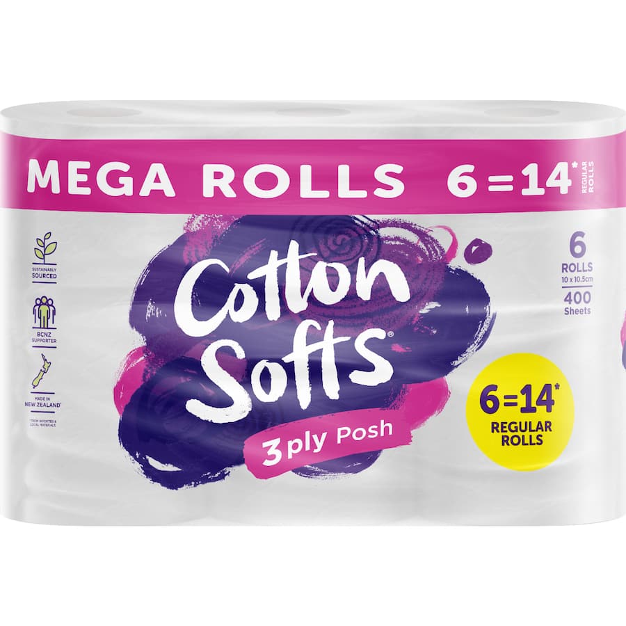 Cotton Softs Toilet Paper 3ply Mega - 6pack