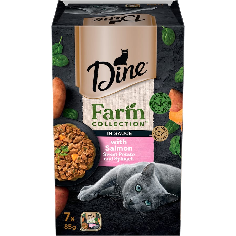 Dine Wet Cat Food Salmon, Sweet Potato & Spinach Trays 7 x 85g